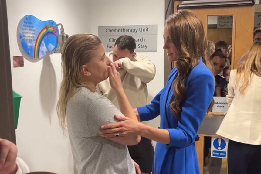 Kate-hugs-young-mother-completing-cancer-treatment-in-emotional-moment